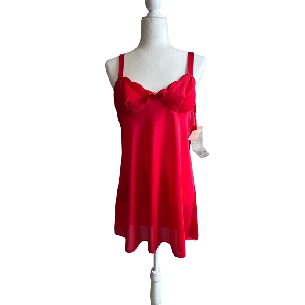 Vintage Deadstock Vassarette Nightie Mini Dress Slip Red M